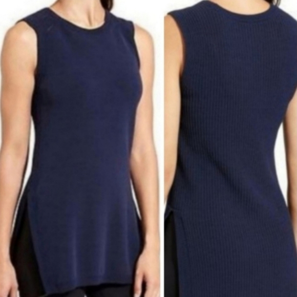 Athleta Navy Blue Sleeveless Side Slit Tunic Size XXS - Picture 1 of 10